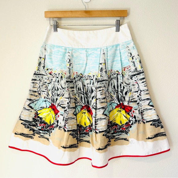 Bernardo Seascape Beach Umbrella Fit & Flare A-Line Skirt Retro Style Size 6 - Picture 2 of 5